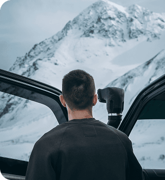 Travelers with car in Iceland